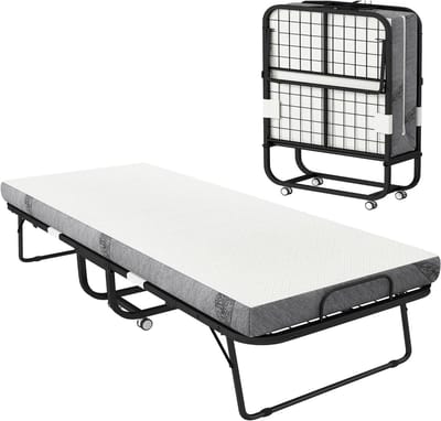 Gastenbed - Klapbed Opvouwbaar - Logeren Thuis - 10cm Dik Matras - 90x200 cm - Wit