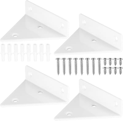 Famanu – Set van 4 onzichtbare muurbeugels voor zwevende planken, robuuste metalen plankdragers voor wandmontage, ideaal voor boekenplanken en opbergplanken, wit