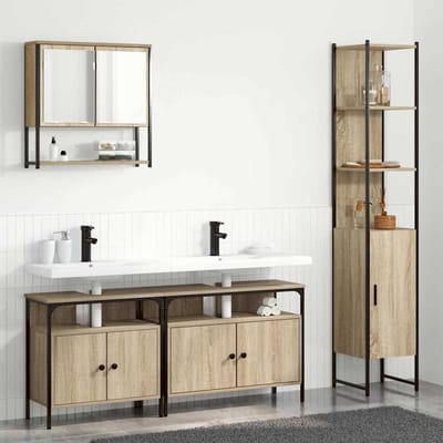 vidaXL - Badkamermeubel - Set - 4 - st - Sonoma - Eik - Bewerkt - hout