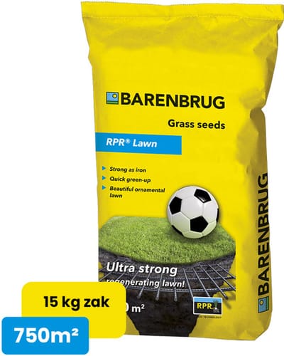 Barenbrug graszaad 15kg tot 750m² - RPR Lawn gecoat - extreem sterk zelfherstellend gazon - Snelgroeiend en zelfherstellend speel- en sportgazon - Geschikt voor zowel inzaai als doorzaai