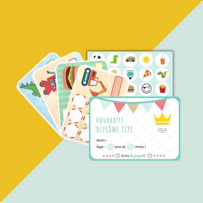 Beloningssysteem Kinderen - Stickerkaarten Pipi - Zindelijkheidstraining - Inclusief Pipi Diploma - 20 Kaarten 120 Stickers
