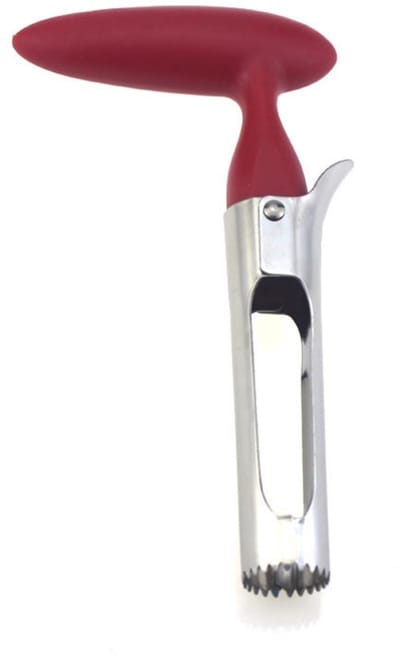 EXCITAT Appelboor - ABS-handvat - 17,5 cm Appelboor - Gekarteld roestvrijstalen mes - Verwijdert gemakkelijk klokhuizen uit peren, appels en ander fruit - Rood