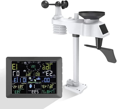 Professioneel Weerstation - Draadloze Thermometer - Weer Monitoren - 7-in-1 Buitensensor - 8.3 Inch Display - Zwart