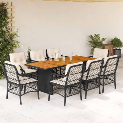 vidaXL - 9-delige - Tuinset - poly - rattan - zwart