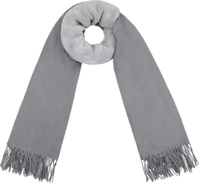 Grijze Wintersjaal Soft Faux Bont - Lange Wintersjaals met Faux Bont deel - Faux Fur - Grijs
