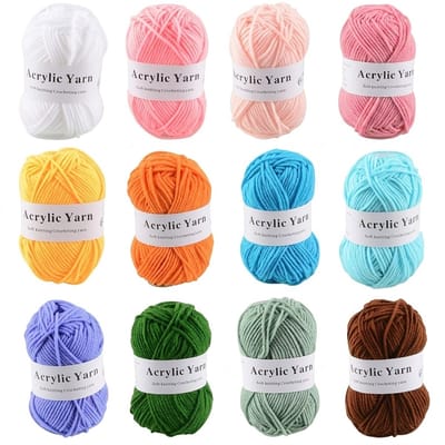 Multicolor haakgaren set acryl garen 12 stuks voor dames en heren handbreigaren diverse kleuren geschikt voor haken en breien amigurumi sjaals mutsen en truien