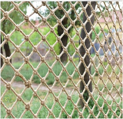 Veiligheidsnet Trap - Henneptouw Net - Kinderen Beschermen - Robuust Handgeweven - 6 mm Touw 8 cm - Natuurlijk