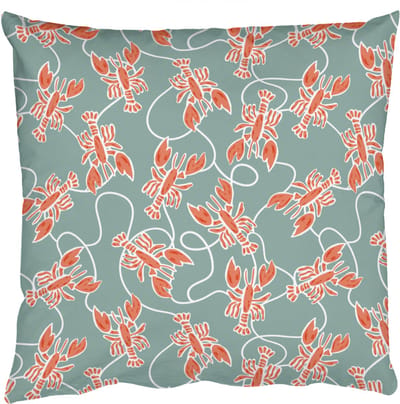 Sierkussens - Kussentjes Woonkamer - 50x50 cm - Zee - Kreeft - Groen - Oranje