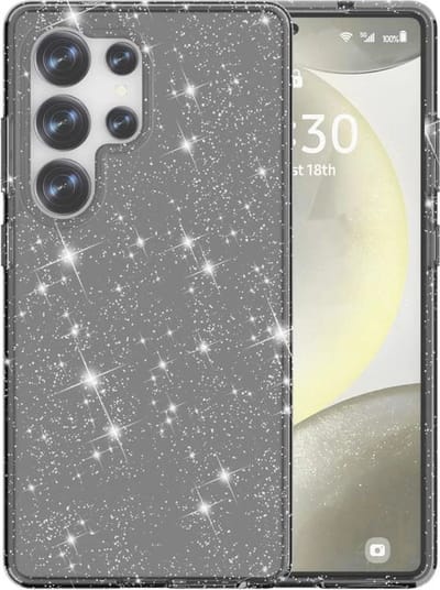 Casemania Hoesje Geschikt voor Samsung Galaxy S25 Ultra - Zwart - Glitter Back Cover