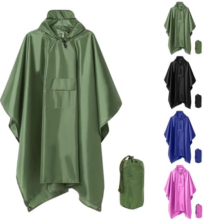 TTLUOKER®Poncho met Opbergtas - Regenponcho Waterdicht - Fietsponcho Sneldrogend - Winddicht - Unisex - Dames & Heren - One size - Unisex Groen