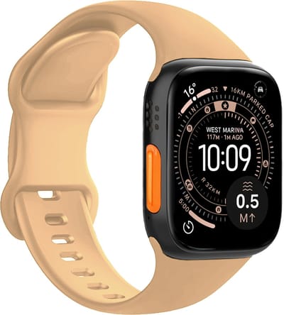Horloge Band Geschikt voor Apple Watch Ultra 1, 2, 3 (49 mm) Bandje Siliconen Verstelbaar - Walnoot