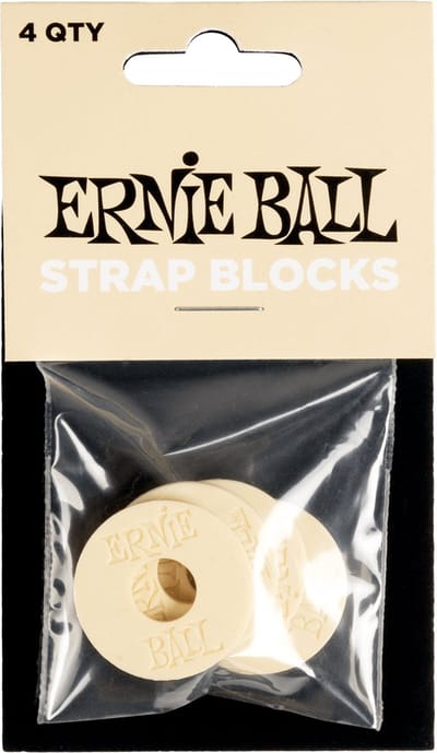 Ernie Ball Strap Blocks - Rubber Strap Lock - Crème - 4-Pack - Gitaar Accessoire
