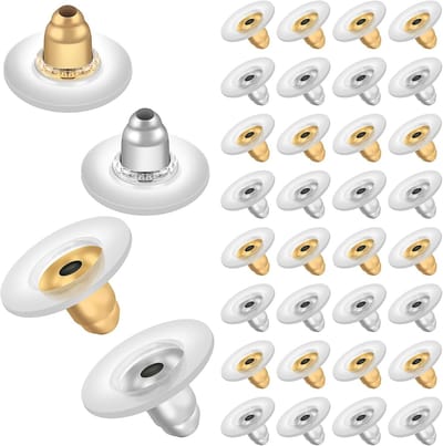 Oorbelruggen voor hangende oren, 50 stuks, vervangingen voor oorbelruggen, kogelkoppeling, oorbelsteunen met blokkering, veilige oorbelruggen voor noppen, zware oorbellen, rubberen
