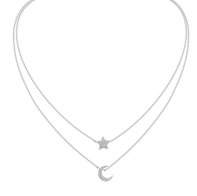 Celesta Silber Collier 925 Silber rhodiniert Zirkonia