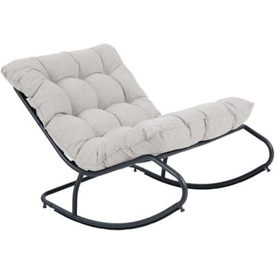 AXI Ruby Schommelstoel Zwart/beige – Schommelstoel Buiten - met Dikke Kussens – Metalen Frame – Lounge Tuinstoel met Schommelfunctie