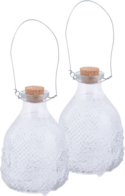 Set van 3x stuks wespenvangers/wespenvallen transparant glas 14 cm - Insectenvangers/insectenvallen