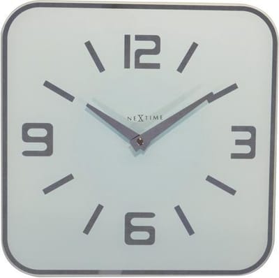 NeXtime - Wandklok -  43 cm - Glas/Spiegel - Wit - 'Shoko'