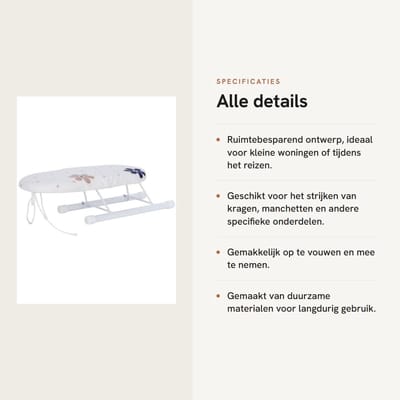 Dailygoods- Strijkplankhoes Opvouwbaar - Mini Strijkplank - Katoenen Hoes - Multifunctioneel - Voor Mouw/Kraag/Manchet - Lichtgewicht 207g - Strijktafel