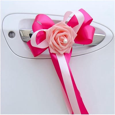 Strik en lint, 6 stks auto strikken bloemen versiering decoratie for bruiloft auto achteruitkijkspiegel deurklink stoel terug bloem decoratie bruiloft arrangement 3#