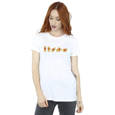 Disney Dames/Dames Winnie De Poeh Stretching Katoenen Vriendje T-shirt (Wit)
