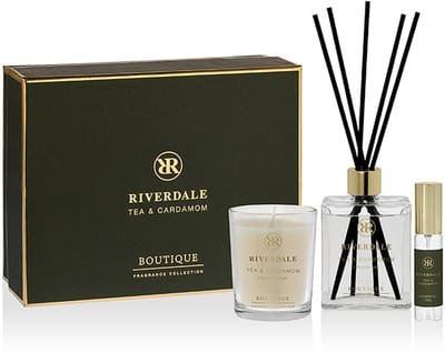 Riverdale - Geschenkset - Tea & Cardamom - Small - Groen - Geurstokjes, geurkaars en huisparfum