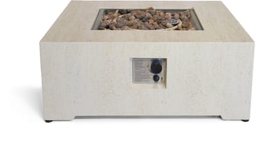 Happy Cocooning Vuurtafel Estate Square 88 Beige - Composiet - Vuurtafel Gas - Luxe Terrasverwarmer - 88x88x36 cm