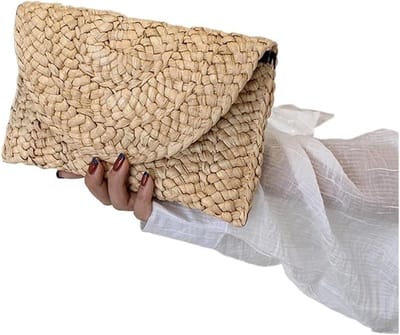 Avondtassen dames - Gevlochten stro - Feestelijke gelegenheden - Natuurlijk materiaal - 25x15 cm - Natuurlijk