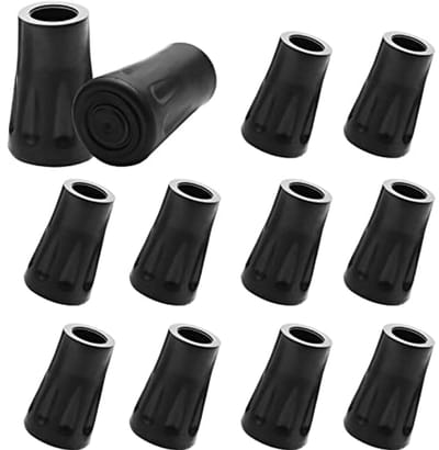 Wandelstok Rubber Tips - Vervangende Beschermers voor Trekkingstokken, 11 mm Gatdiameter - 12 Stuks