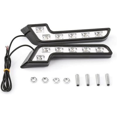 2PCS 12V Lampe de Conduite en Forme de L Feu de Jour Feu Antibrouillard Accessoires de Voiture Durables Imperméables noir