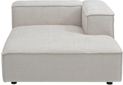 Vente-unique Chaise longue met rechte armleuning in beige chenillestof RUZOLO