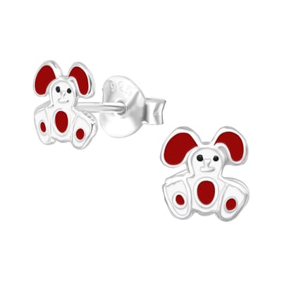 Amanto Kids Oorbellen Fuka Red - 925 Zilver E-Coating - Konijntje - Ø6mm