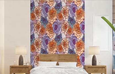 Behang - Fotobehang Patroon - Bloem - Art Nouveau - Breedte 140 cm x hoogte 220 cm