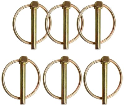 Ronde vouwsplinten 6 stuks voor aanhangwagens, tractoren en fietsen, verzinkte beveiligingssplint met veerbevestiging en borgbouten, 4,5 mm x 36 mm