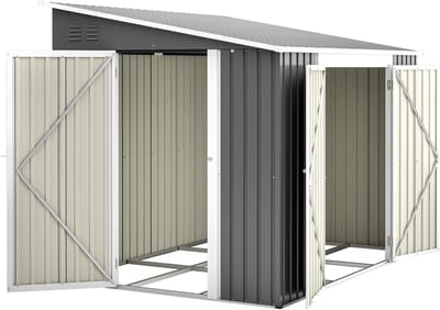Metalen Buitenopslag - Tuin Schuur - Gereedschap Opbergen - Roestbestendig Verzinkt Staal - 201 x 262 x 111 cm - Grijs