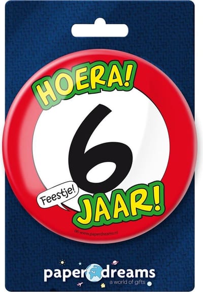 Paperdreams - XL Button - 6 jaar - Doorsnee 10 cm