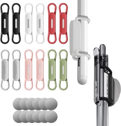 Daity 12-delige magnetische pennenhouder met clip - verstelbare siliconen pennenhouder - geschikt voor koelkasten - bureaus - whiteboards - pennenhouder voor droog uitwisbare stiften - bureauaccessoires (meerdere kleuren)
