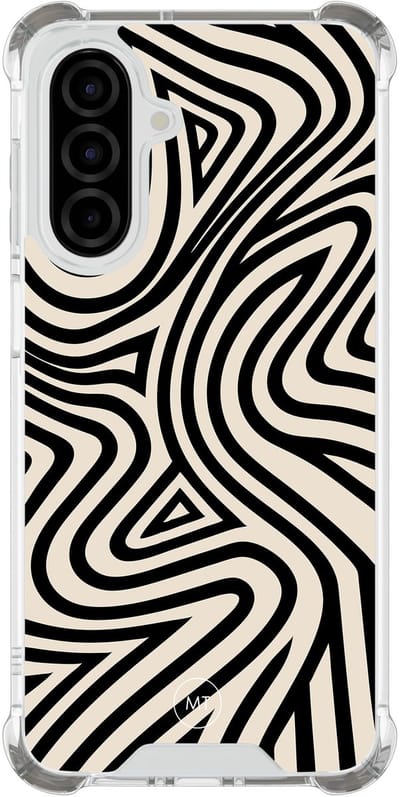 Hoesje (shockproof) geschikt voor Samsung Galaxy A26 - Groovy lines - Extra sterke case - TPU/polycarbonaat - Print - Zwart, Wit, Transparant