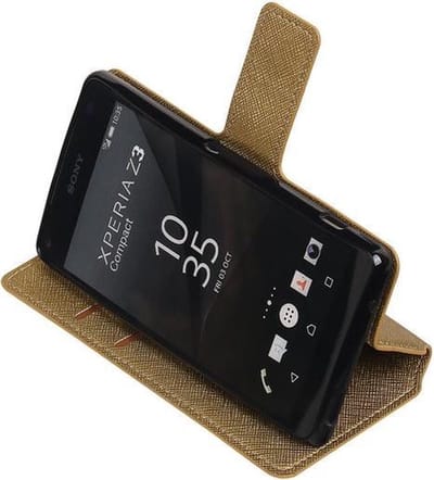 BestCases.nl Goud Sony Xperia Z3 Compact TPU wallet case booktype hoesje HM Book