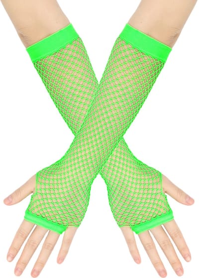 Nethandschoenen in neon groen - Vingerloze handschoenen dames - Jaren 80 foute party accessoire