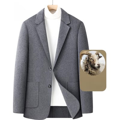 Herfst en Winter Nieuw Wol Pak Handgestikt Dubbelzijdig Wol Pak Heren Slim Pak Wol Jas Herenkleding 3XL