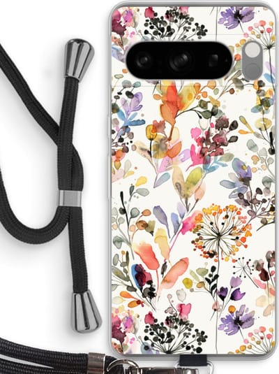 Case Company® - Hoesje met koord geschikt voor Google Pixel 8 Pro hoesje met Koord - Wilde grassen - Telefoonhoesje met Zwart Koord - Bescherming aan alle Kanten en Over de Schermrand