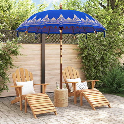 vidaXL - Balinese - parasol - met - basis - Blauw - 215 - x - 215 - x - 260 - cm - Katoen