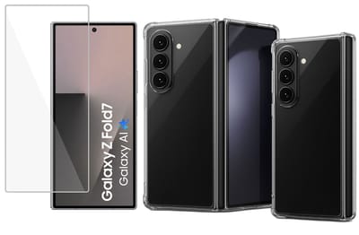 TechNow Hoesje + Screenprotector geschikt voor Samsung Galaxy Z Fold 7 Hoesje Screenprotector - Tempered Glass - Extreme Shock Case Transparant