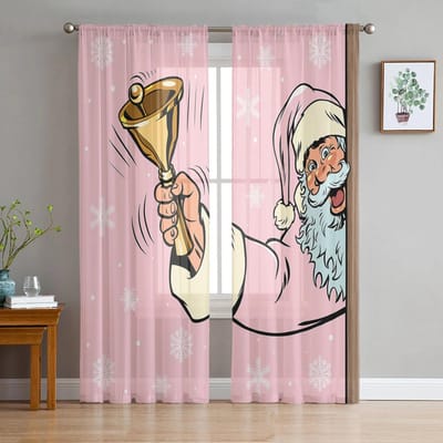Kerstman Schudt Bellen Roze Transparante Gordijnen voor Woonkamer Decoratie Raamgordijnen Keuken Tule Voile Gordijnen W135 x H115cm x1 white