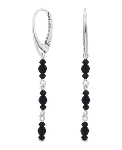 ARLIZI 2199 Oorbellen Swarovski kristal zwart - sterling zilver - 6 cm
