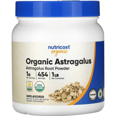 Nutricost, biologisch astragaluswortelpoeder, ongeflavoreerd, 454 gram (454 gr)