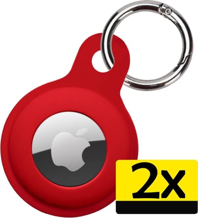 Hoesje Geschikt voor Apple AirTag Hoesje Sleutelhanger Houder - Siliconen Hoesje Geschikt voor Apple AirTag Hoesje - Donkerrood - 2 Stuks