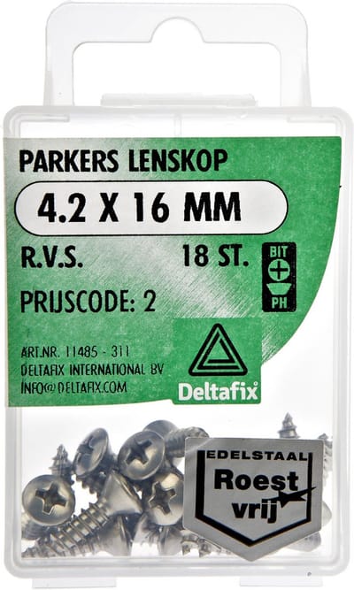 Spaanplaatschroeven Lenskop Pozidriv RVS 4.2x16mm