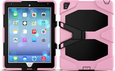Tablet Hoes Geschikt voor: Apple iPad 2 / 3 / 4 - 9,7 inch Shockproof Proof Extreme Army Military Heavy Duty Kickstand Cover Case - Lichtroze