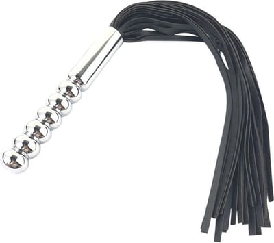 Fixxx - Zweep met Metalen Dildo Handvat - RVS - Zwart